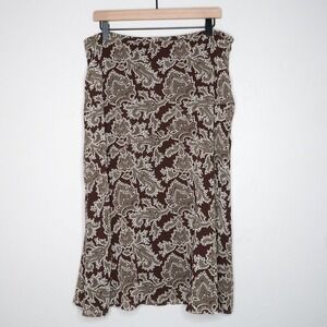 Liz Claiborne Womens A-line Skirt 12 Brown Paisley Lined Sheer 90s Friends